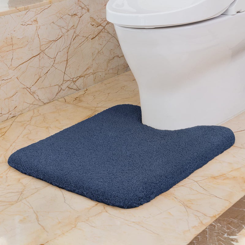 VANZAVANZU Bath Mats Non Slip Ultra Soft Absorbant Microfiber Fluffy Thick Bathroom Rugs Machine Washable (24"x36", Navy Blue) - Image 1
